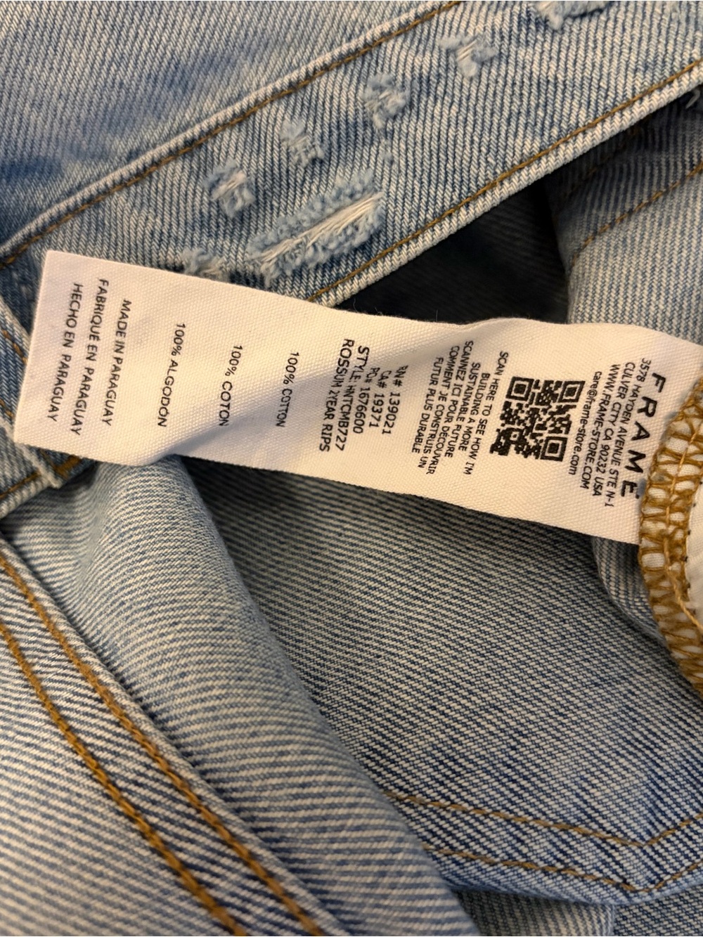 Frame Denim Light Blue Ripped Wide-Leg Jeans - Picture 4 of 6